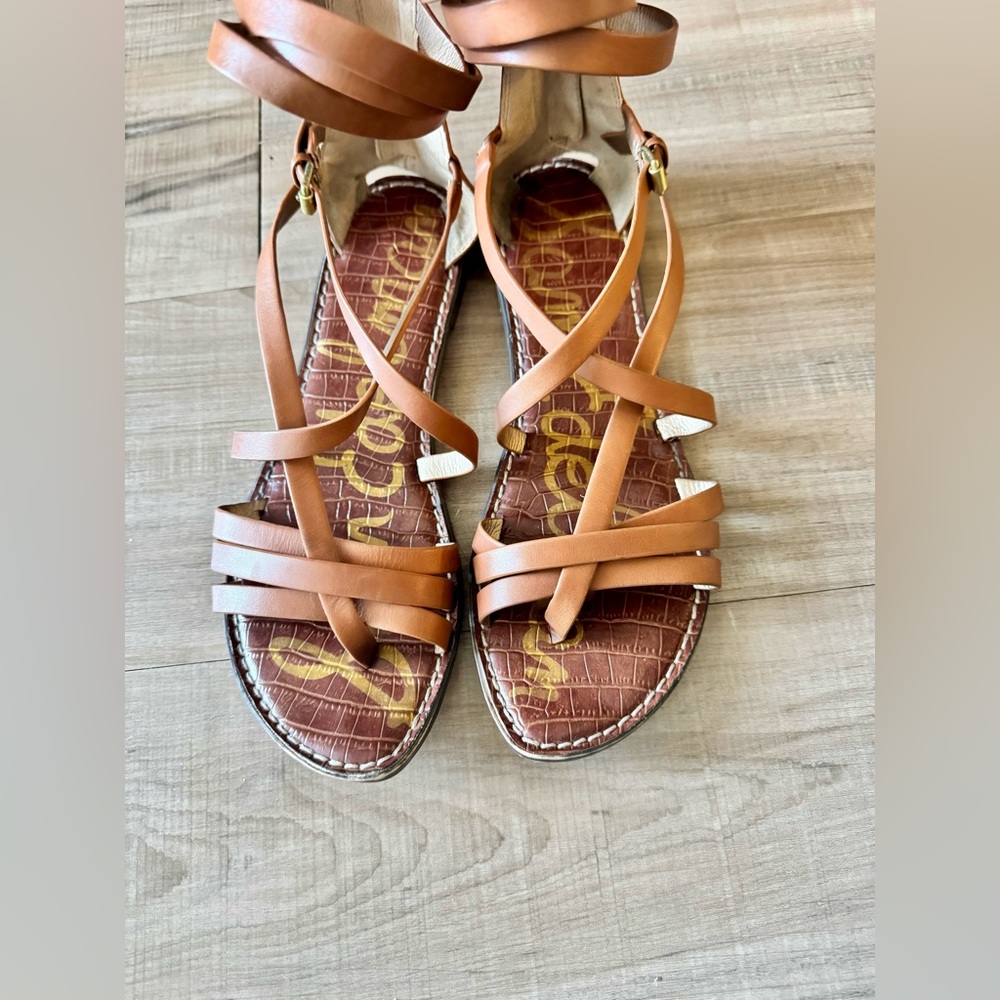 Sam Edelman Brown Strappy Sandals with Cushioned Sole - Size 10
